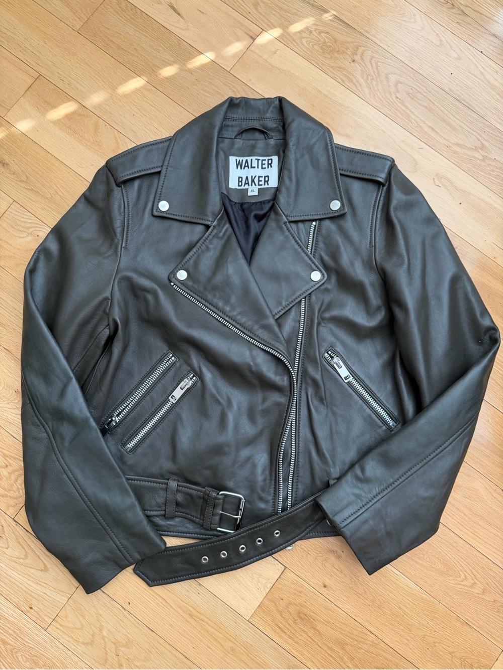 Walter Baker Allison Leather Jacket in Dark Olive (XL)